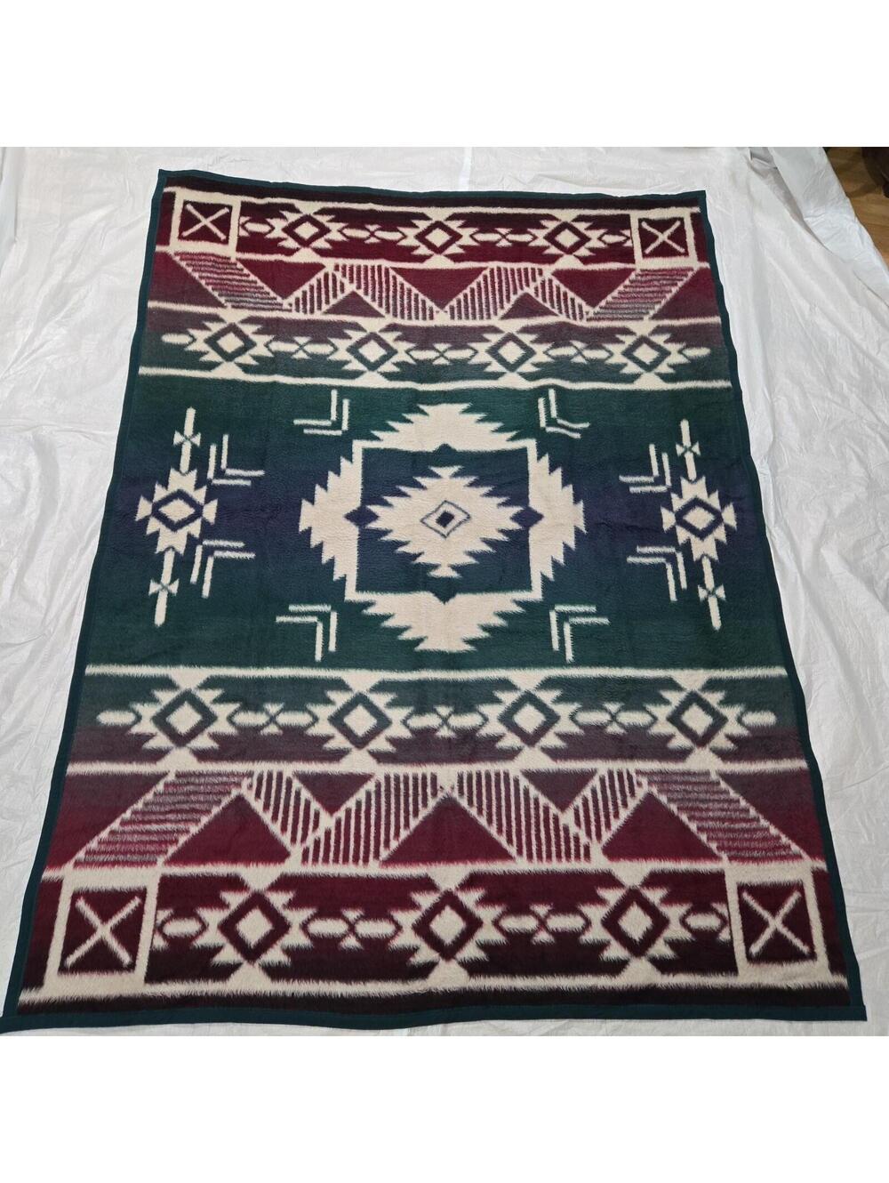 Biederlack Throw Blanket Aztec Southwestern Style Reversible  57x77"